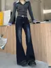 Chao Li tiene en stock pantalones dobles de longitud antigua lavados jeans micro campana mujer otoño 2026 nueva versión estrecha campana pierna ancha pantalones