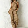 Conjunto transfronterizo europeo y americano de nuevo estilo 2026 para mujer, moda casual retro, top sin mangas y conjunto de pantalones a cuadros