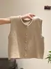 Colete de Tricô Cinza Sem Mangas Estilo Francês para Mulheres, Camada Interna Macia e Aconchegante para Camadas de Outono e Inverno