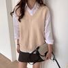 Outono Novo Estilo Coreano Retrô Colete de Tricô Suéter Feminino Roupa Externa Roupa de Baixo Sobreposição Cores Sólidas Colete Versátil Solto Moda