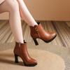 Botines cortos para mujer con falda 2023 nuevos botines individuales de primavera y otoño de punta tacón alto zapatos de cuero otoño e invierno botas Martin forradas de vellón