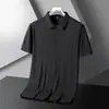 Camisa Polo Sin Costuras de Seda de Hielo para Hombre Verano Solapa Manga Corta Ligera Transpirable Casual de Negocios Color Sólido Elástica Media Manga
