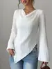 Ropa Femenina Transfronteriza Europea y Americana de Amazon 2026 Otoño e Invierno Más Vendido Camiseta de Manga Larga con Cuello en V para Mujer Top de Color Sólido Venta al por Mayor en Stock