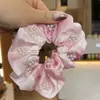 Novo Produto Primavera e Verão 2025 Argola de Cabelo com Contas Plissadas para Unha Círculo Intestinal de Tecido Design de Nicho Estilo Francês Corda de Cabeça Bola para Amarrar Acessórios de Cabelo para Mulheres