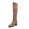 Botas de caballero con tacón grueso y punta redonda, tacón oculto, botas western para mujer, nuevos lanzamientos otoño invierno 2026, botas altas de gamuza adelgazantes
