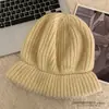 Gorro de Lana Tejida para Mujer, Estilo Japonés Otoño e Invierno, Versión Grande Gorro de Pescador, Versátil, Circunferencia de Cabeza Grande, Cálido, Protección para los Oídos, Gorro para Clima Frío, Hace que la Cara Parezca Más Pequeña