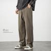 Pantalones de chenilla para hombre, sueltos, rectos, de pierna ancha, drapeados, para otoño e invierno, pantalones deportivos negros informales con forro polar grueso para invierno