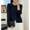 Suéter de punto fino de lana, de cuello redondo doble y capas, moderno, para mujer, primavera y otoño, holgado y fino, adecuado como capa base o prenda exterior