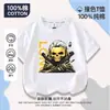 Nova Camiseta de Manga Curta Delta Action Clothing para Meninos Algodão Puro Casual Weilong Manga Meia-Manga Lobo Vermelho Top Solto Verão
