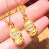 Pingente Pequeno Buda Dourado da Areia do Vietnã Latão Banhado a Ouro Rosto Sorridente Buda Pingente de Jade Branco Incrustado Pingente de Buda Fofo Colar Presente