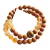 Pulsera con Diseño Multicírculo de Sándalo Natural, Cristal Amarillo y Ojo de Tigre