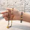 Novo colar de pulseira trançada artesanal de dopamina arco-íris boêmio banhado a cobre 14K ouro verdadeiro elegante corrente de clavícula