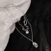 Estilo Frío ~ Collar con Colgante de Cadena Apilada de Doble Capa para Mujer Todo Fósforo ins Accesorios Hip-Hop Diseño de Nicho Cadena para la Clavícula