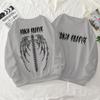 Top de alto peso transfronteiriço novo estilo para outono e inverno em asas carta impressa tamanho grande gola redonda suéter de lã para mulheres