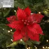 Gang Heng Navidad 24 Color Dorado Rojo Champaña Flor de Navidad Hojas Mixtas Hecha a Mano Forma de Hoja de Arce Flor Decorativa