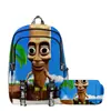 Temporada de Regreso a Clases Mochila Personas de Palo de Madera y Bestia Marina Tungtungtung Mochila Estuche para Lápices de Doble Capa Juego de Dos Piezas
