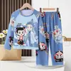 Pijama Infantil de Primavera y Otoño, Manga Larga y Pantalón Largo, Estilo Caricatura Lindo para Niñas, Estilo Holgado y Delgado para Niños, Ropa de Casa para Niños Mayores