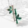 Nuevo Broche de Paz de Bambú de Moda Estilo Chino con Cristal Esmeralda, Broche Clásico Elegante para Cheongsam, Accesorio Tradicional