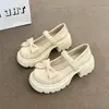 Zapatos Mary Jane de piel para niñas, suela gruesa, que aumentan la altura, Nuevo Estilo Verano 2026, Lazo Dulce, Ligeros y Transpirables, Zapatos de una Sola Pieza