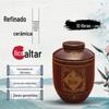 [Pote de vinho de cerâmica fina de 100 jin] atacado de fábrica pote de vinho de cerâmica flor dourada pote de vinho de cerâmica de 50kg pote de flor pote de vinho