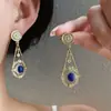 Brincos Redondos Vazados Geométricos com Pedras de Diamante Estilo Étnico Moda para Mulheres, Brincos Estilo Retrô de Nicho, Brincos Personalizados e Versáteis
