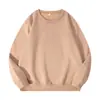 Nova blusa de moletom grossa de inverno 360g com forro de fleece, gola redonda, ombros caídos, cor sólida, corte solto, blusa de moletom gola redonda