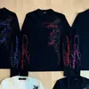Camiseta de Manga Larga con Estampado de Letras en Inglés Estilo Callejero Oscuro Otoñal Retro Personalidad Tendencia Strass