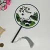 Leque Redondo Bordado de Suzhou, Bordado Dupla Face, Tema Panda de Chengdu, Leque de Dança Estilo Antigo, Leque para Foto, Venda Direta de Fábrica