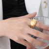 Cross-border design de nicho de alta qualidade Diamond-embedded titânio aço banhado a ouro anel não-desbotamento all-match leve estilo luxo textura joias para as mulheres