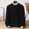 Suéter 100% lana pura para hombre, suéter base de punto de cuello redondo de cachemira, suéter pullover transfronterizo de otoño e invierno para hombre