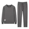 Conjunto esportivo masculino de duas peças com jaqueta cardigã de gola alta, moletom de gola redonda e conjunto de corrida de três peças, tamanho grande, solto e casual para homens