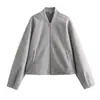 Moda Femenina Nueva Otoño/Invierno 2026 Amazon Transfronteriza Europea y Americana Holgada Casual Color Sólido Versátil Chaqueta Bomber