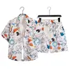 Conjunto de camisa floral de manga corta para el Festival del Agua para hombres y mujeres, camisa con estampado floral para fiesta en la playa de vacaciones en pareja, team building