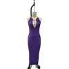 Moda Femenina Europea y Americana 2026 Producto de Exportación Transfronteriza: Vestido Largo Sexy de Metal con Escote en V y Espalda Descubierta, Ajustado