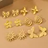 Es0005 Pendientes Clásicos Europeos y Americanos de Lujo Ligero con Diseño de Rosca Redonda de Acero Inoxidable Joyería de Oreja Versátil y de Moda para Mujeres