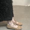 Sapatilhas Retro de Couro Macio Pregueadas de Nicho com Bico Baixo para Mulheres Primavera e Outono Novos Sapatos Mary Jane Versáteis