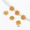 Chapado en Oro de 18K Tapa de Cuenta Flor de Trébol Hecha a Mano DIY Pulsera Collar Joyería Espaciador Accesorio C21