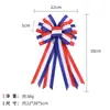 Venta directa de fábrica cinta para el Día de la Independencia de EE. UU., moño rojo, blanco y azul con borde de alambre, material tipo lino, cinta del Día Nacional