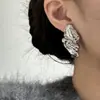Brincos roxos irregulares exagerados estilo europeu e americano para mulheres, luxo leve, personalidade única, metal, brincos da moda, joias de ouvido transfronteiriças