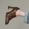 Zapatos de tacón alto con plataforma impermeables para mujer, punta redonda, nuevo modelo de primavera 2026, suela gruesa cómoda, tacón grueso, piel suave, zapatos de salón de corte bajo para mujer