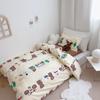 Conjunto de tres piezas de algodón puro con diseño de oso de dibujos animados para niños, colchón para la siesta del bebé, cojín con núcleo de edredón, conjunto de ropa de cama de seis piezas