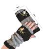Guantes de Punto Cálidos y de Moda para Mujer de Otoño e Invierno, Guantes Cálidos para Exteriores de Medio Dedo con Hilo Acrílico y Diseño de Bloques de Color, Transfronterizo