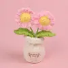 Plantas de Tulipa Crochê Artesanais Acabadas para Vasos, Enfeites de Rosa, Vasos de Flores Tecidos com Lã, Flores Artificiais, Plantas de Vasos para Mesa