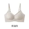 Sujetador push-up transpirable para mujer con tejido cepillado de principios de otoño, copa totalmente fija, gel de gelatina antigravedad, realce, sin costuras, anti-caída