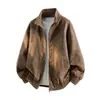Marca de moda transfronteriza estilo americano 2026 nueva chaqueta biker tie-dye de primavera y otoño, holgada, con cuello alto, elegante, para hombre