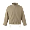 Chaqueta con Dobladillo de Cordón y Cuello Alto para Hombre, Temporada de Primavera y Otoño, Marca de Moda, Diseño Trasero con Pliegues Pesados, Sentido del Diseño, Holgada, Ropa de Abrigo