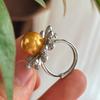 Anel de Flor de Sol Vintage de Luxo com Contas Falsas Douradas e Pérolas para Mulheres