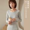 Ropa de Otoño para Mujer Algodón Puro Primavera y Otoño Color Sólido Ropa Interior para Mujer Pieza Única Camiseta Interior Base Suéter de Algodón Top Delgado