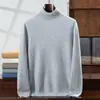 Suéter de punto de lana de cachemira para hombre, liso, de cuello alto, simple, casual, de color sólido, venta al por mayor transfronteriza