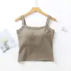 Una generación de chaleco de algodón con cuello cuadrado y almohadilla en el pecho, copa de una pieza, moda ajustada, cintura sexy, tirante fino